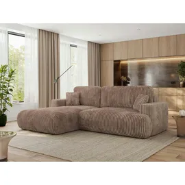 MKS Ecksofa OVO L Braun Cord, - Links Seite