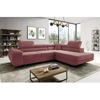 ML Furniture Ltd Avatar Kord Ecksofa in L-Form 277 x 73 x 203 cm mit Schlaffunktion und Bettzeugbehälter - Schlafsofa mit Bettkasten - Eckcouch mit Stauraum - Rechts - Farbe: Kord Schmutziges Rosa