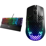 SteelSeries 64627 Apex Pro – Mechanische Gaming-Tastatur – Mechanischen Tasten mit anpassbarer Betätigung & 62604 Aerox 3 Wireless - Superleichte kabellose Gaming-Maus-200 Stunden Akkulaufzeit Schwarz