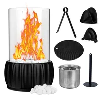 Coikes Tischkamin Portable Bioethanol Tischkamin Rauchfrei Bio Ethanol Kamin Winddicht Tischfeuer Outdoor Indoor Bio Ethanol Tischkamin mit 8 Zubehörteilen für Terrasse Balkon Garten Deko Party