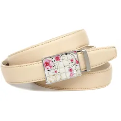 Anthoni Crown Ledergürtel, stilvoll in beige mit silberfarbener Schließe Anthoni Crown beige 80
