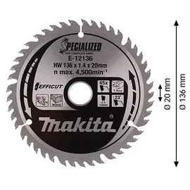 Makita Sägeblatt 136x1,4x20, 45Z EFFICUT Holz