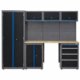Trutzholm Hochschrank Stahl Holz 260 x 183 cm blau abschließbar