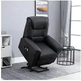 Homcom Fernsehsessel mit Aufstehhilfe Elektrisch Relaxsessel mit Liegefunktion, Heiz- und Massagefunktion, Massagesessel TV-Sessel mit Seitentasche und Fernbedienung, Kunstleder, Schwarz