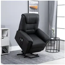 Homcom Fernsehsessel mit Aufstehhilfe Elektrisch Relaxsessel mit Liegefunktion, Heiz- und Massagefunktion, Massagesessel TV-Sessel mit Seitentasche und Fernbedienung, Kunstleder, Schwarz
