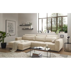ed exciting design Mid.you Ecksofa Creme 3-Sitzer, L-Form mit 3 Nierenkissen