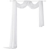 FYBlossom Querbehang Freihanddeko Transparente Gardinenschals Weiß Vorhang Hochzeit Hintergrund, Weiß Tülldekostoff Gardinen Dekoschals Für Schlafzimmer, Himmelbett, Hochzeit Und Party Deko, 1.5X5M