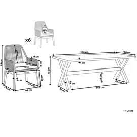 Beliani Gartenmöbel-Set 7-tlg. Grau/Beige/Braun