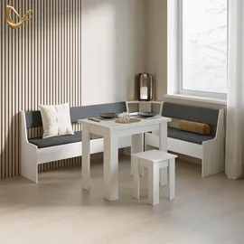 livinity® Eckbankgruppe, Weiß 210 x 150 cm mit Tisch