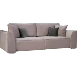 INOSIGN 3-Sitzer INOSIGN "BEATRICE, B: 250 cm - wahlweise mit Bettfunktion", rosa (rosé), B:250cm H:92cm T:107cm, Sofas, u. Bettkasten, incl. 2 Zierkissen