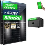 Campergold 4x 440W Bifaziale Module mit Solarspeicher Growatt NOAH 2000 Speicher für Balkonkraftwerk