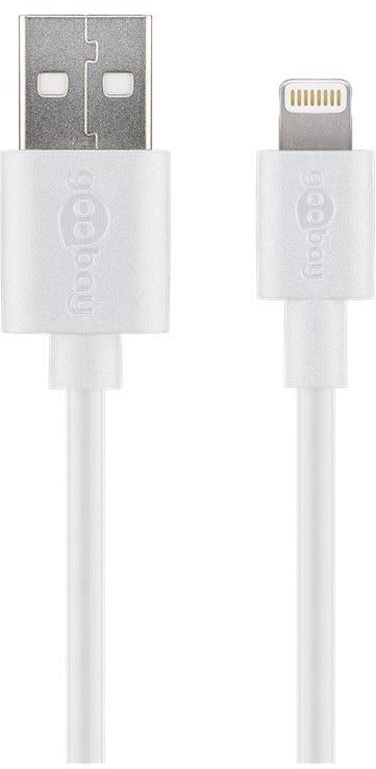 Goobay 72909 Lightningkabel 3m / Apple Lightning auf USB A Ladekabel / Highspeed 480 Mbits / Aufladekabel Handyladekabel iPad iPhone AirPods / Weiß / 3m