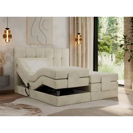 MKS Meble MKS Boxbett, Beige, Textil, 2-Sitzer, H4, 7-Zonen, Rechteckig, 180x200 cm, Schlafzimmer, Betten, Boxspringbetten