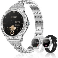 Colesma Smartwatch Damen mit Telefonfunktion,1.32" HD Touchscreen Fitness Tracker Smart Watch Damenuhr Rund Smartwatch Silber Uhr Damen Smartwatch für Android iPhone Kompatibel