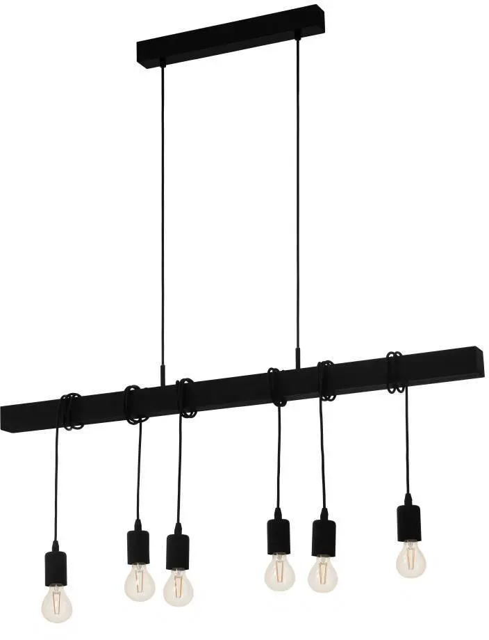Hängeleuchte EGLO "TOWNSHEND" Lampen Gr. Ø 0,00 cm Höhe: 110,00 cm, schwarz (schwarz schwarz) Pendelleuchten und Hängeleuchten Hängelampe Esszimmer, E27 Fassung, Pendellampe schwarz, Holz