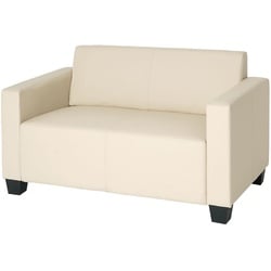 2er Sofa Couch Moncalieri Loungesofa Kunstleder ~ creme