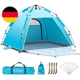 Strandmuschel, 1-3 Personen Automatische Instant Pop up Strandzelt, UV Schutz 50