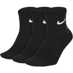 NIKE Unisex 3er Pack Sportsocken - Everyday, Lightweight No Show Ankle, einfarbig Schwarz 42-46