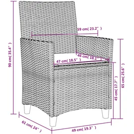 vidaXL Gartenstuhl 55,2 x 64,8 x 30,5 cm beige 2 St.