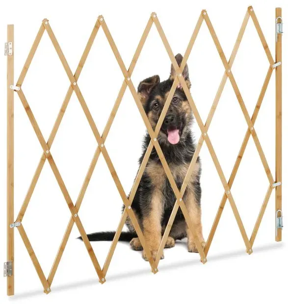 Relaxdays Ausziehbares Hundeabsperrgitter in Natur Hellbraun