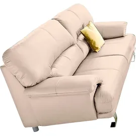 TRENDMANUFAKTUR 3-Sitzer "Cecilia, in italienischem Design, bequem", beige, B:200cm H:87cm T:90cm, Microfaser PRIMABELLE (100% Polyester);NaturLEDER (echtes Rindsleder) in Sitz und Rücken.