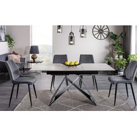 Esstisch Konferenztisch Westin SC 120-160x80x76cm Marmor weiß schwarz ausziehbar