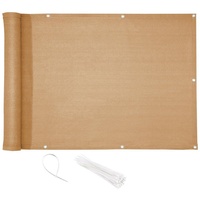 Celinasun Sichtschutz Balkon 0,75 x 3 m Sand beige HDPE Balkonbespannung mit Kabelbinder atmungsaktiv Balkonumrandung
