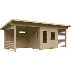 Gartenhaus SKANHOLZ "Namur", beige (natur), Fußboden im Gartenhaus, Holzwerkstoff, Gartenhäuser