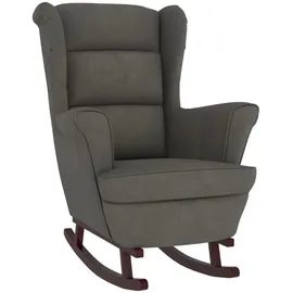vidaXL Schaukelsessel mit Massivholz-Gummibeinen Samt 78 x 97 x 93 cm Dunkelgrau