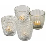 Spetebo Teelichthalter 4er Set Glas Transparent