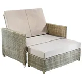 Loungemöbel Doppelliege Liegemöbel Loungemodul - Polyrattan - Braun - 2Sitzer