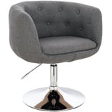 SVITA PANAMA Retro Loungestuhl Cocktailsessel Tellerfuß Metall Stoffbezug Grau