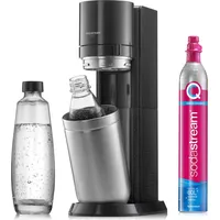 Sodastream Duo schwarz + Glaskaraffe + PET-Flasche + Zylinder