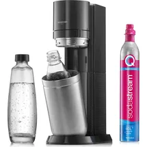 Sodastream Duo schwarz + Glaskaraffe + PET-Flasche + Zylinder