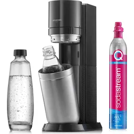 Sodastream Duo schwarz + Glaskaraffe + PET-Flasche + Zylinder