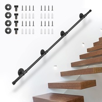 Handlauf für Treppen, Aomdom Handlauf Treppengeländer Innen und Außen, Handlauf Schwarz mit Rutschfestem, Rostfreiem, Industriellem, Verzinktem Stahlrohr für Küche BadGarten, 3M