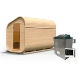 Karibu Fasssauna Asymmetrisch 3 inkl. 9 kW Ofen + ext. Steuerung