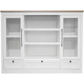 OTTO home Highboard OTTO HOME "Ismund", transparent (weiß, naturfarben), B:159cm H:121cm T:39cm, Holzwerkstoff, Sideboards, Highboard, aus MDF, mit Holz-Zierleiste, schwarzen Metallgriffen, Höhe 121 cm