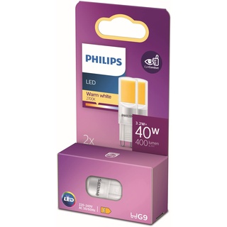 Philips LED Brenner, Ersatz für 40W Halogen, G9 Sockel, warmweißes Licht 2700K, 2er Pack, alte Generation