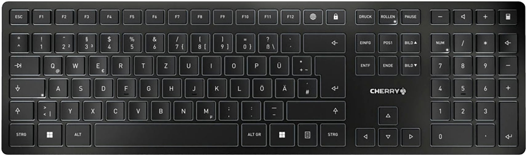 Cherry Tastatur »KW 9100 SLIM«, (Ziffernblock-Fn-Tasten-Windows-Sperrtaste-USB-Anschluss) Cherry schwarz