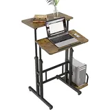 Dripex 60x60cm Stehpult Höhenverstellbar Schreibtisch, Mobiler Computertisch mit 4 Rollen, Steh-Sitz Tisch Laptoptisch neigbar Tischplatte, für Zuhause Büro