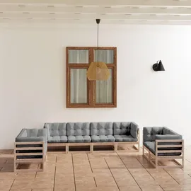 vidaXL Garten-Lounge-Set 8-tlg. Kiefer grau