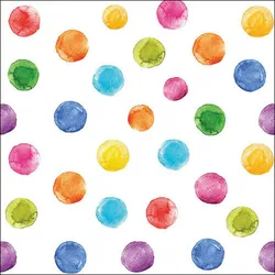 20 Servietten Papier 33x33cm 3-lagig - hochwertige Einweg Papierservietten bunte Punkte Aquarell Tischdeko Party Geburtstag Feier Kinderfest
