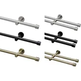 GARDUNA Gardinenstange Ø 16mm 2-Lauf Messing-Antik Metall, 80cm