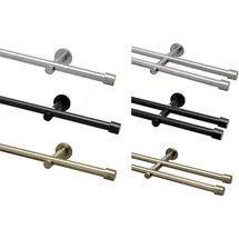 GARDUNA Gardinenstange Ø 16mm 2-Lauf Messing-Antik Metall, 80cm