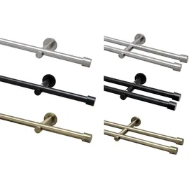 GARDUNA Gardinenstange Ø 16mm 2-Lauf Messing-Antik Metall, 80cm