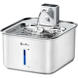 DownyPaws Katzenbrunnen Edelstahl Kabellos, Trinkbrunnen für Katze Edelstahl mit Bewegungsmelder und batteriebetrieben, Elfenbeinweiß