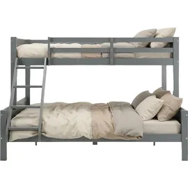 Homestyle4u Etagenbett 90 x 200 cm Kiefer massiv grau