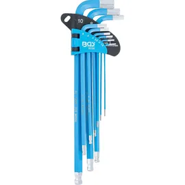 BGS Winkelschlüssel-Satz extra lang Innensechskant mit Kugelkopf 1,5-10 mm 9-tlg.
