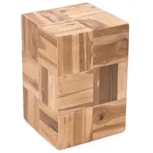 creedwood BEISTELLTISCH | 45cm, Teak | Sofa Tisch, Telefontisch, Blumen Hocker, Eckiger Nachttisch, Holztisch, Couchtisch, Wohnzimmertisch, Natur Pflanzen Hocker